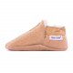 Brown woolen slippers, camel round