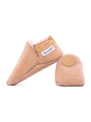 Brown woolen slippers,  camel round