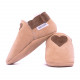 Brown woolen slippers, heart