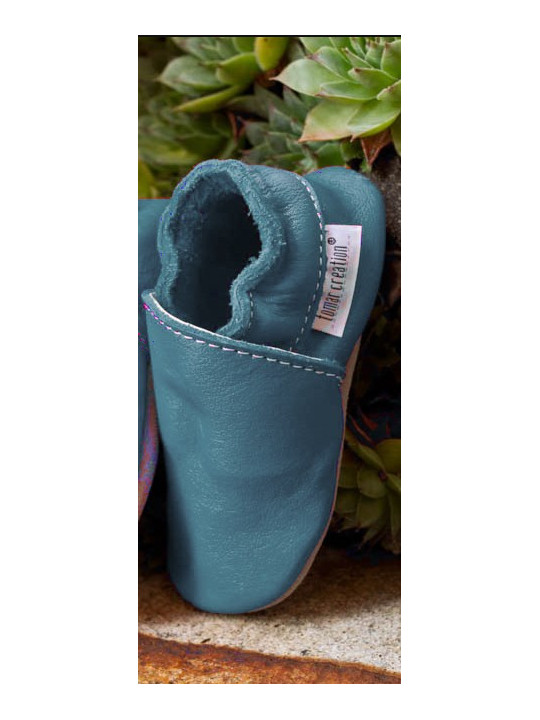 Chaussons cuir bio - baby blue