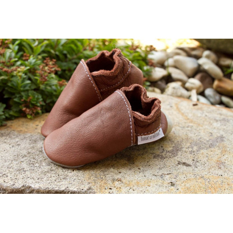 Organic leather slippers - coconut 