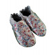 slippers - silver leather flowers - size 36 to 49