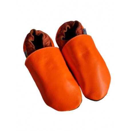 Kožené capačky - neónová oranžová - od 18 do 49