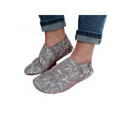 slippers - grey velvet - size 44