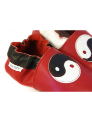 Chaussons cuir souple yin yang 