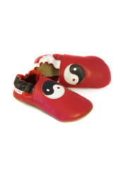 Chaussons cuir souple yin yang 