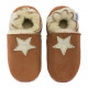 Dark brown woolen slippers, beige star