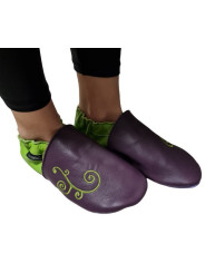 Size from 18 to 34 Purple and green embroidered slippers
