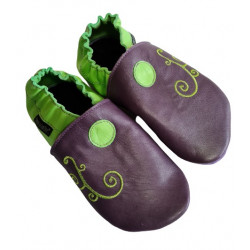 Size 36 purple and green embroidered slippers