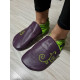Size 36 purple and green embroidered slippers