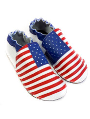 Chaussons cuir souple USA / drapeau des États-Unis