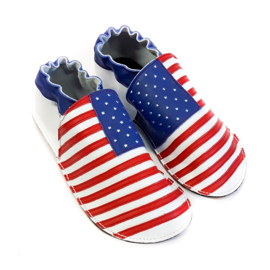Chaussons cuir souple USA / drapeau des États-Unis - Tomar Creation