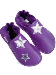 Chaussons souples cuir rose scintillant