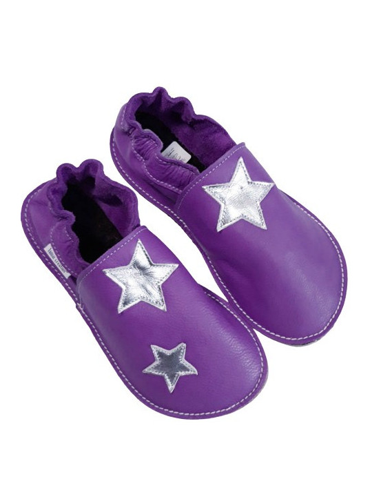 Chaussons souples cuir rose scintillant