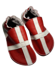 Chaussons cuir souple drapeau de la Suisse / Savoie