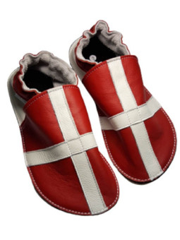 Chaussons cuir souple drapeau de la Suisse / Savoie