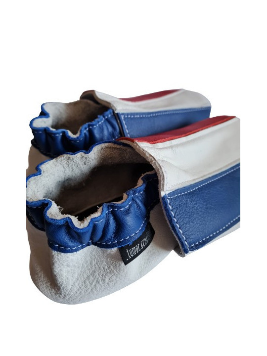 Chaussons cuir souple drapeau de la France