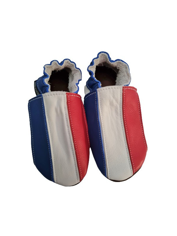 Chaussons cuir souple drapeau de la France