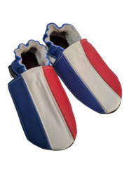 Chaussons cuir souple drapeau de la France