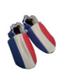 Chaussons cuir souple drapeau de la France