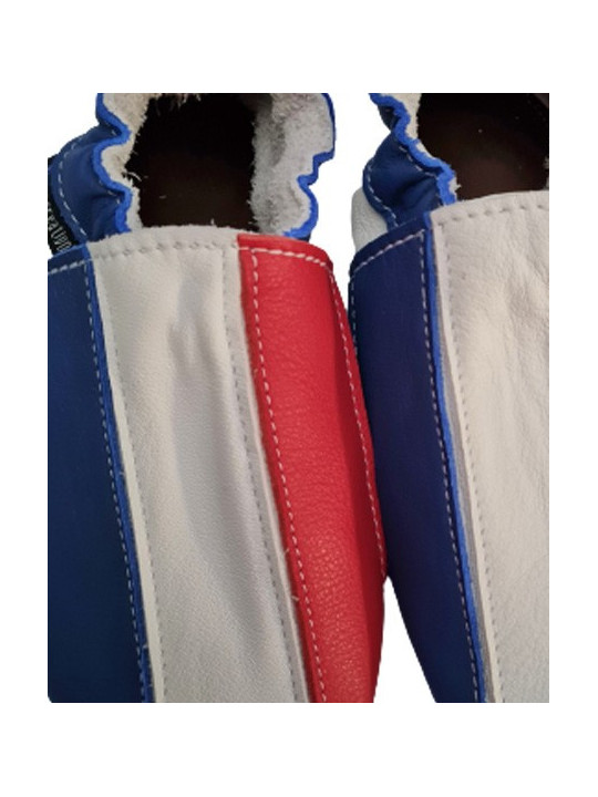 Chaussons cuir souple drapeau de la France