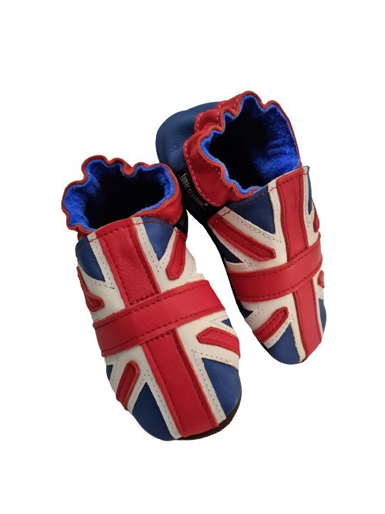Chaussons cuir souple drapeau du Royaume-Uni