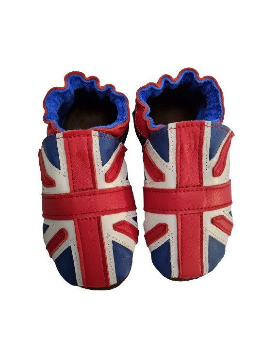 Chaussons cuir souple drapeau du Royaume-Uni