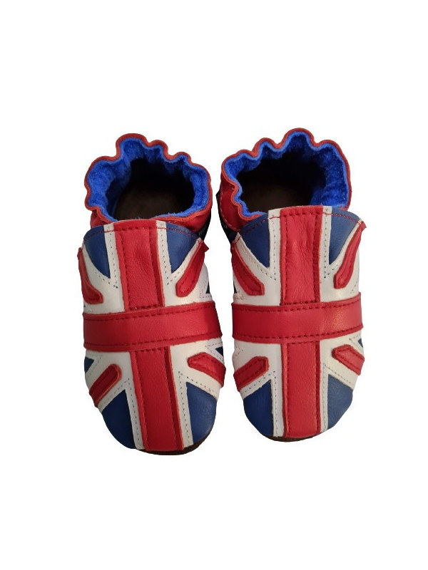 Chaussons cuir souple drapeau du Royaume-Uni