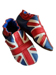Chaussons cuir souple drapeau du Royaume-Uni