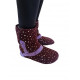 Sheepskin boots slippers Burgundy and purple