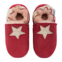 size 18 to 29 Red woolen slippers, beige star