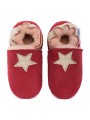 Red woolen slippers, beige star