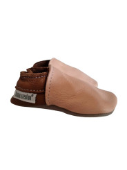 Taille 22 Chaussons cuir bio - rose et marron