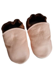 Taille 22 Chaussons cuir bio - rose et marron