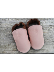 Taille 22 Chaussons cuir bio - rose et marron