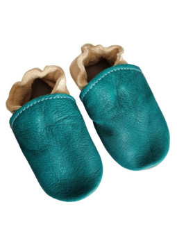 size 22 Organic leather slippers - blue and beige