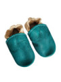 Taille 22 Chaussons cuir bio - bleu et beige
