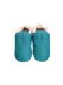 Taille 22 Chaussons cuir bio - bleu et beige