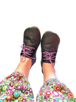 chaussons lace up cuir noir