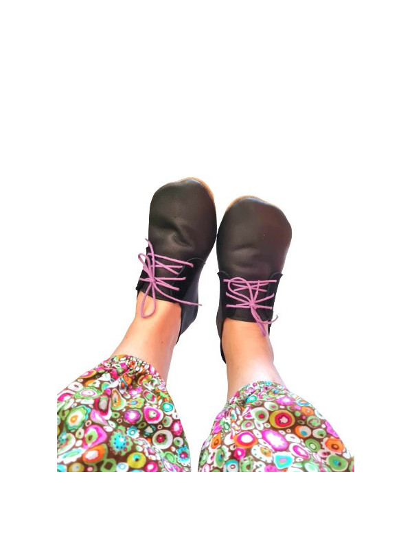 lace up slippers black leather