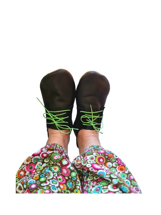 lace up slippers black leather