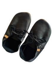 lace up slippers black leather