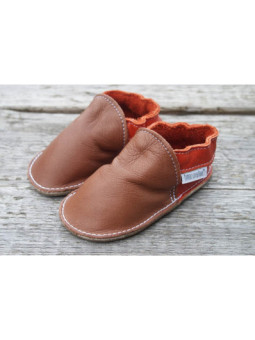 Organic leather shoes brown and orange