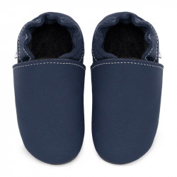 chaussons cuir - blue