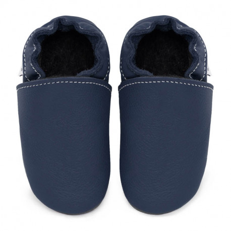 Soft leather slippers - blue