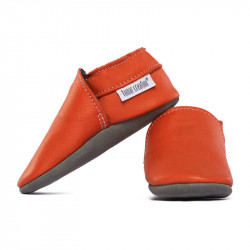 Soft leather slippers - coral