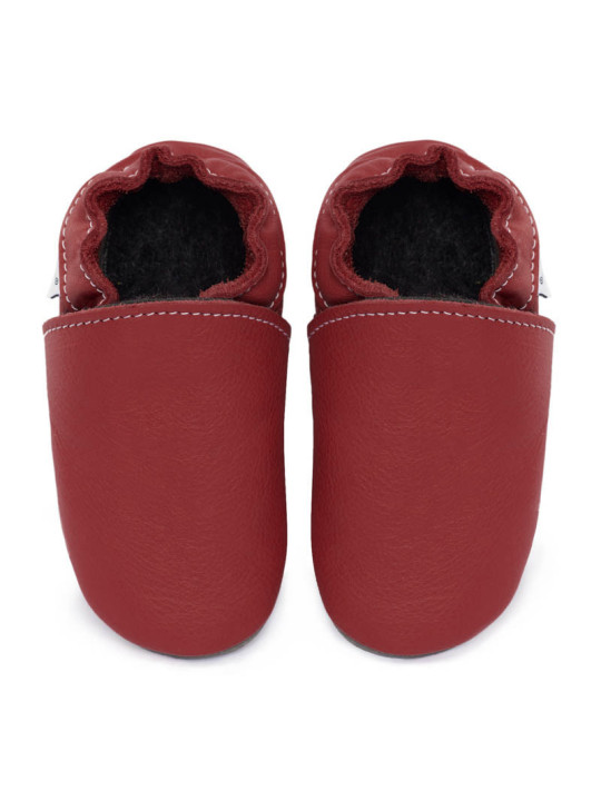 soft leather slippers for children and adults, warm lining