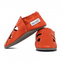 Summer leather slippers - coral