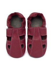 Summer leather slippers - cremisi