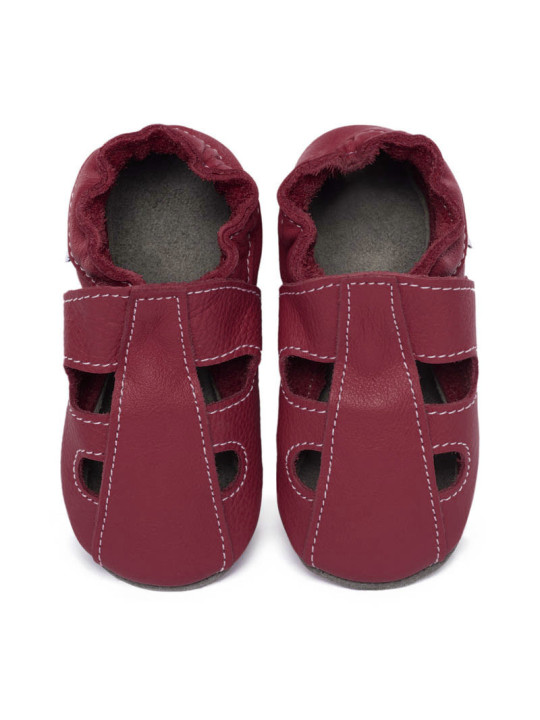 Summer leather slippers - cremisi